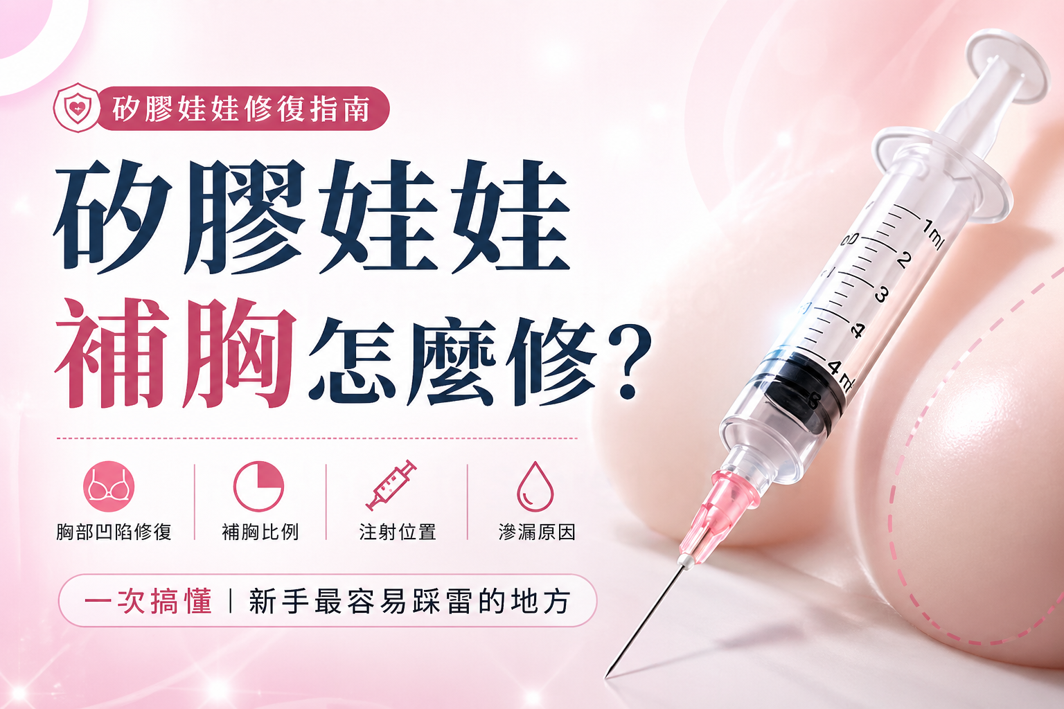 矽膠娃娃補胸與胸部凹陷修復示意